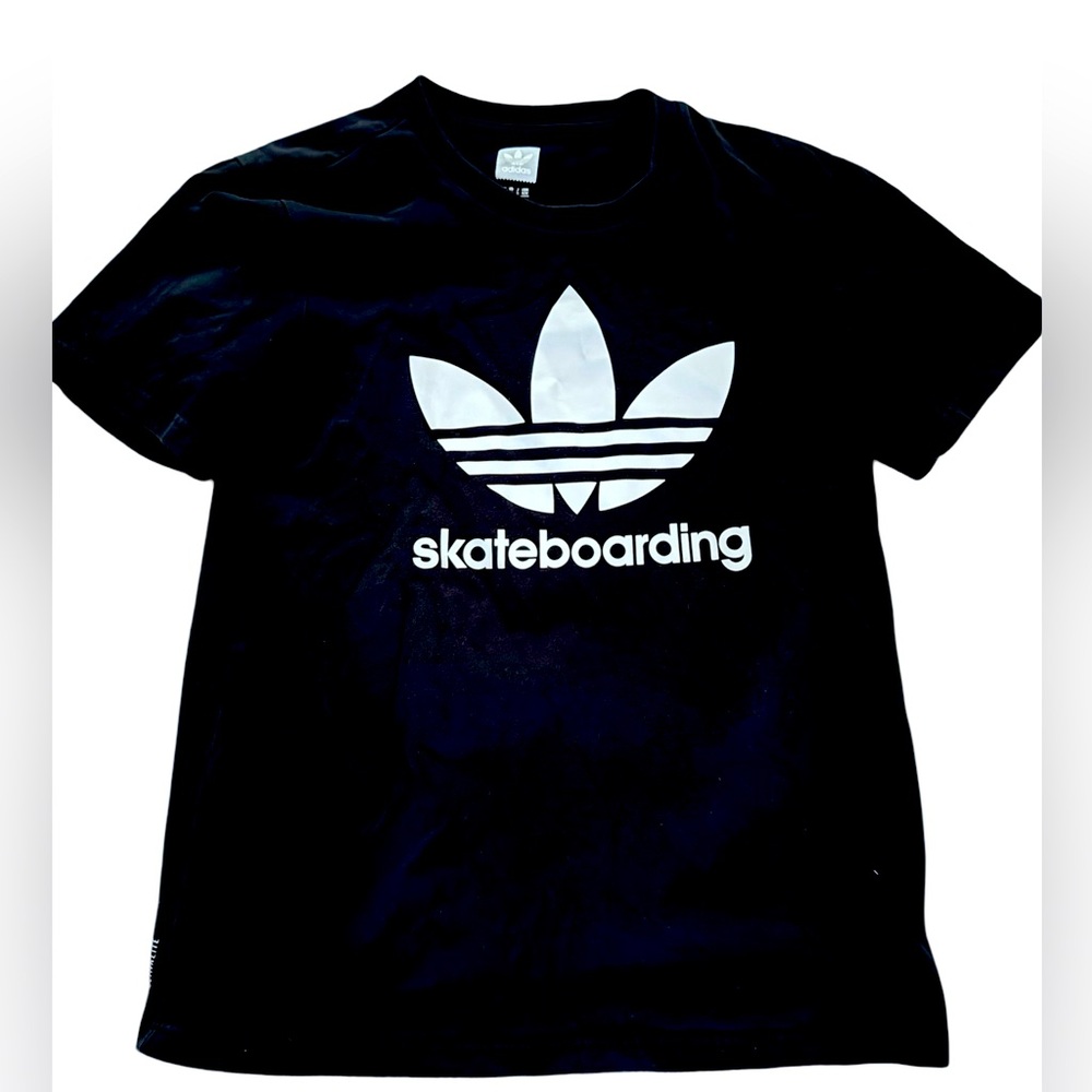 Adidas Skateboarding Logo Tee on Black Cotton: Adult Medium